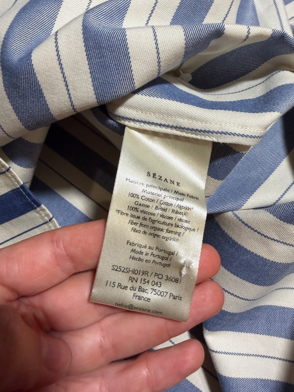 Sezane Celeste Shirt in Maggie Blue and White Striped Preppy Nautical XL - Picture 7 of 12